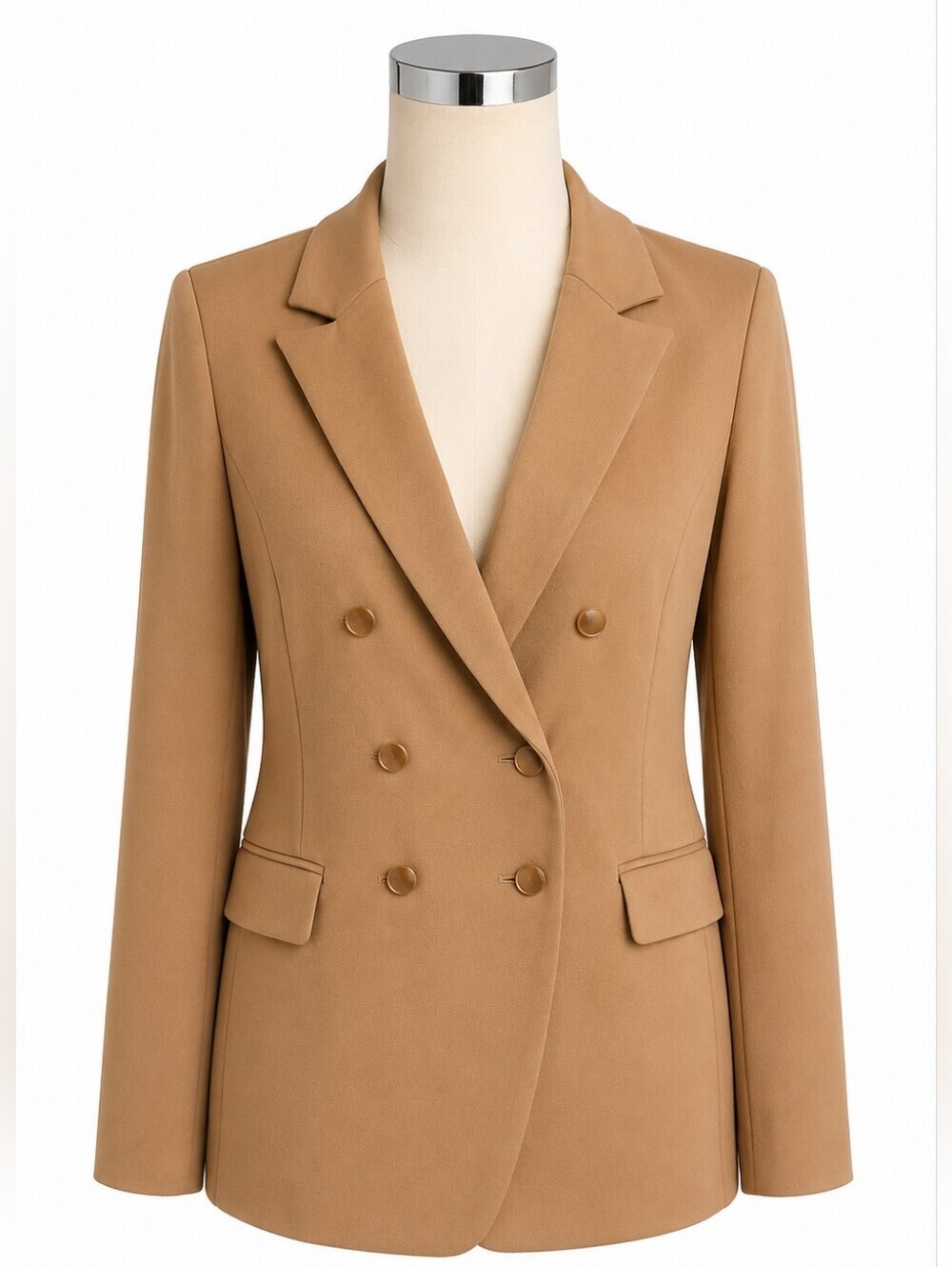 Graver Susan Graver Tan Camel Ponte Knit Double Breasted Blazer Sz 1XP Career